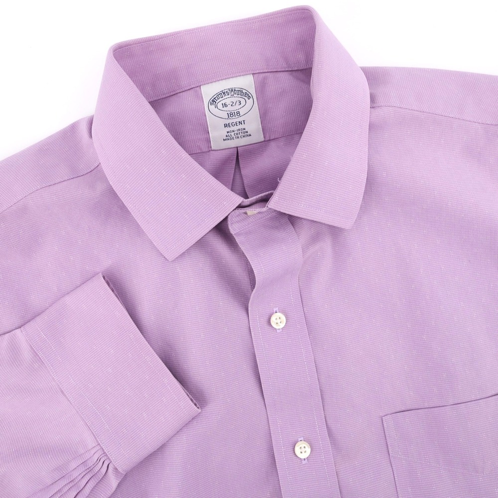 Brooks Brothers Regent Non-Iron Button Down Purple Long Sleeve Mens 16 2/3 Large